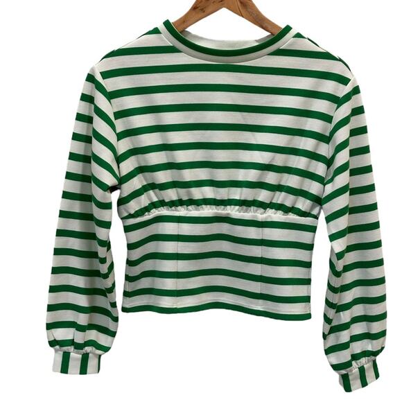 Anthropologie Maeve Corset-Waist Striped Sweater - Picture 2 of 6